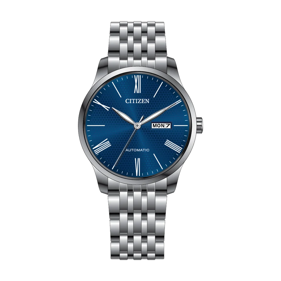 Official Citizen image of the blue-dial NH8350-59L automatic watch on a stainless-steel bracelet.